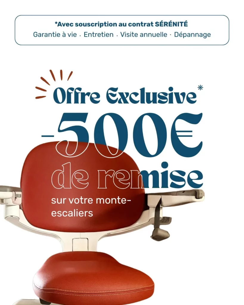 Chaise monte-escalier Ibiza Midilev - remise de 500 € en juin 2026 sur les modèles droits et courbes